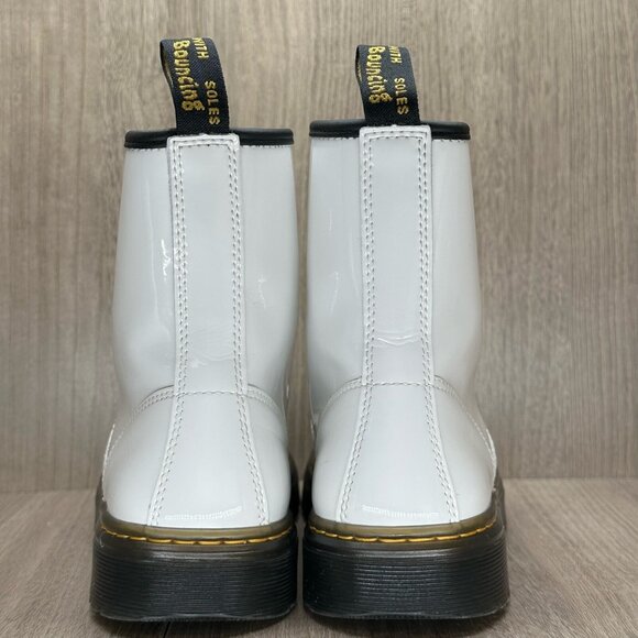Dr. Martens Boots Sz W7 M6 Zavala 8 Eyelet Combat Platform Patent Leather White - Picture 4 of 12
